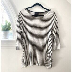 W5 Striped Knit Tunic Top Womens Size L Coastal Nautical Lagenlook Relaxed Fit